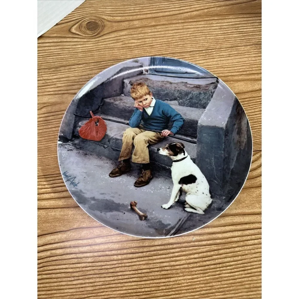 Kurt Ard B&G Copenhagen Boy and Dog Running Away 8 1/4 in. Bing & Grondahl‎ MIB